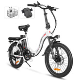 SAMEBIKE CY20 FT 350W Electric Bike - 350W Motor 36V13AH Battery 35KM Range Mechanical Disc Brakes - White